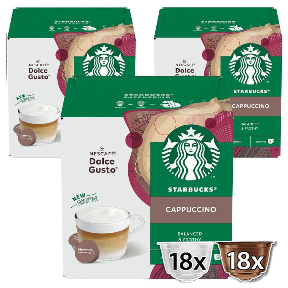 Starbucks kávové kapsule Cappuccino by Nescafé® Dolce Gusto®, 3 balenia