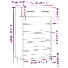 Vidaxl Botník lesklý biely 60x35x105 cm spracované drevo