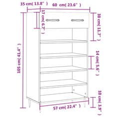 Vidaxl Botník dymový dub 60x35x105 cm kompozitné drevo