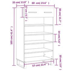 Vidaxl Botník biely 60x35x105 cm kompozitné drevo