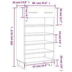 Vidaxl Botník lesklý biely 60x35x105 cm spracované drevo