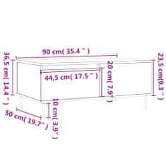 Vidaxl Konferenčný stolík biely 90x50x36,5 cm spracované drevo