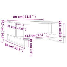 Vidaxl Konferenčný stolík sivý dub sonoma 80x80x36,5 spracované drevo