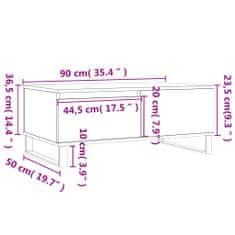 Vidaxl Konferenčný stolík biely 90x50x36,5 cm spracované drevo