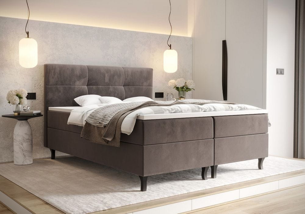 Veneti Boxspringová posteľ s úložným priestorom DORINA COMFORT - 180x200, mliečna čokoláda