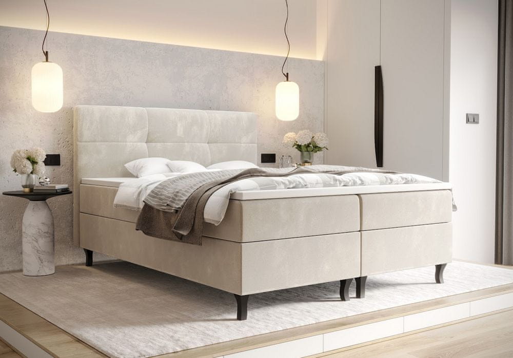 Veneti Boxspringová posteľ s úložným priestorom DORINA COMFORT - 180x200, béžová