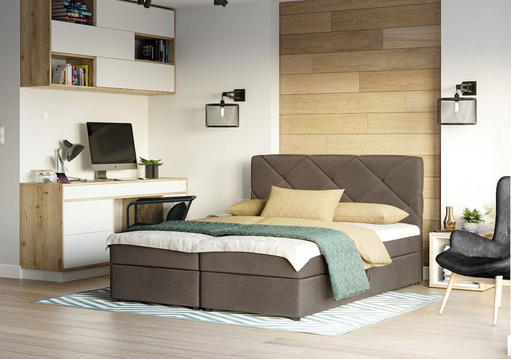 Veneti Manželská posteľ s úložným priestorom KATRIN COMFORT - 160x200, hnedá