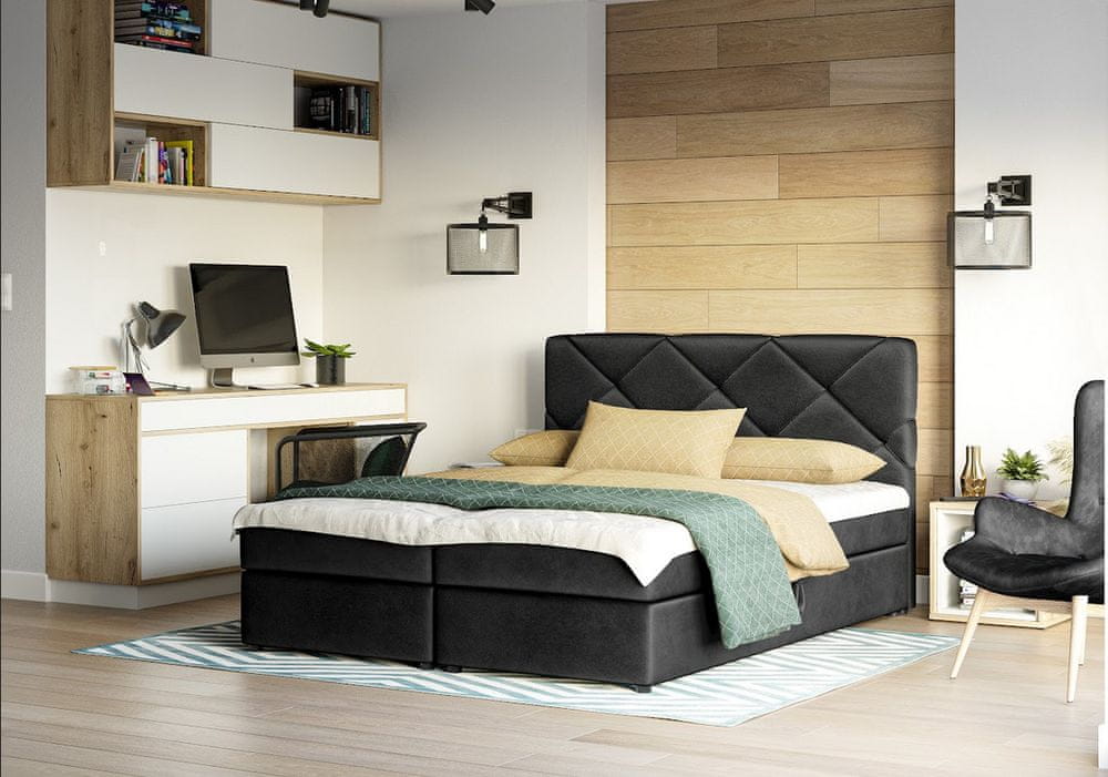 Veneti Manželská posteľ s úložným priestorom KATRIN COMFORT - 140x200, čierna