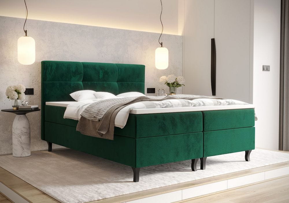 Veneti Boxspringová posteľ s úložným priestorom DORINA COMFORT - 120x200, zelená