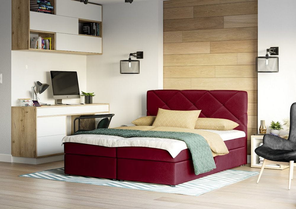 Veneti Manželská posteľ s úložným priestorom KATRIN COMFORT - 200x200, červená