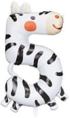 HADEX Fóliový balónik číslo 5 Zebra 42x81cm