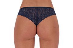 Passion LYRIA Thong (Navy Blue), brazílske nohavičky s otvoreným rozkrokom L/XL