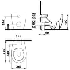 ISVEA SENTIMENTI stojace WC Rimless, 36x52 cm, biela (SmartFixPlus) 10SM10004SV - Isvea