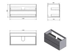 SAPHO TREOS umývadlová skrinka 110x53x50, 5cm, biela mat (TS110) TS110-3131 - Sapho