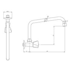 Mereo Kasia kohútik umývadlový, nástenný, s U ramienkom trubkovým 18 mm - 230 mm CBS70104 - Mereo