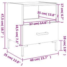 Petromila vidaXL Nočný stolík vysoký lesk biely 40x35x47,5 cm kompozitné drevo