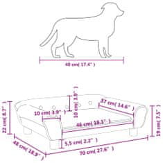Vidaxl Posteľ pre psa bledosivá 70x48x22 cm zamat
