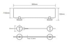 BEMETA BEMETA OMEGA: Polička sklenená 300 mm 104122042 - Bemeta