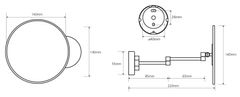 BEMETA BEMETA OMEGA: Kozmetické zrkadlo O140 mm jednostranné, 3x 112101521 - Bemeta