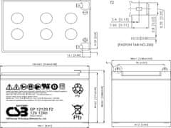 CSB Pb záložní akumulátor VRLA AGM 12V/12Ah (GP12120 F2)