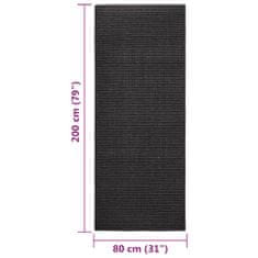 Vidaxl Sisalový koberec na škrabadlo čierny 80x200 cm