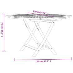 Vidaxl Skladací záhradný stôl 120x120x75 cm tíkový masív