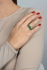 Brilio Silver Výrazný strieborný prsteň so zelenými zirkónmi RI066WG (Obvod 54 mm)