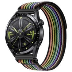 BStrap Velcro Nylon remienok na Samsung Galaxy Watch 3 41mm, black rainbow