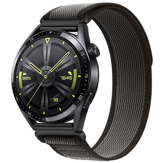 BStrap Velcro Nylon remienok na Huawei Watch 3 / 3 Pro, black gray