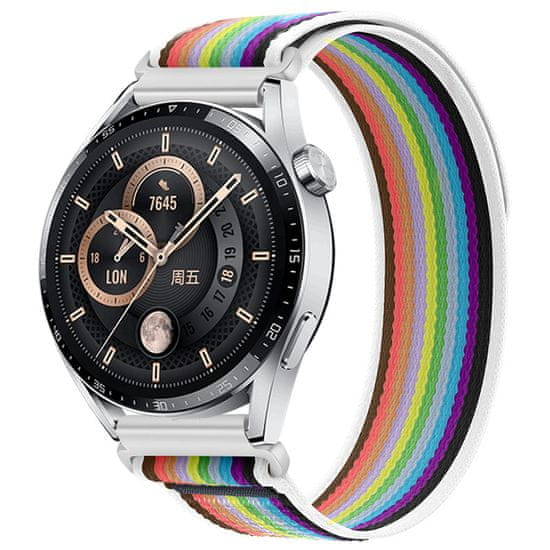 BStrap Velcro Nylon remienok na Huawei Watch GT2 Pro, white rainbow