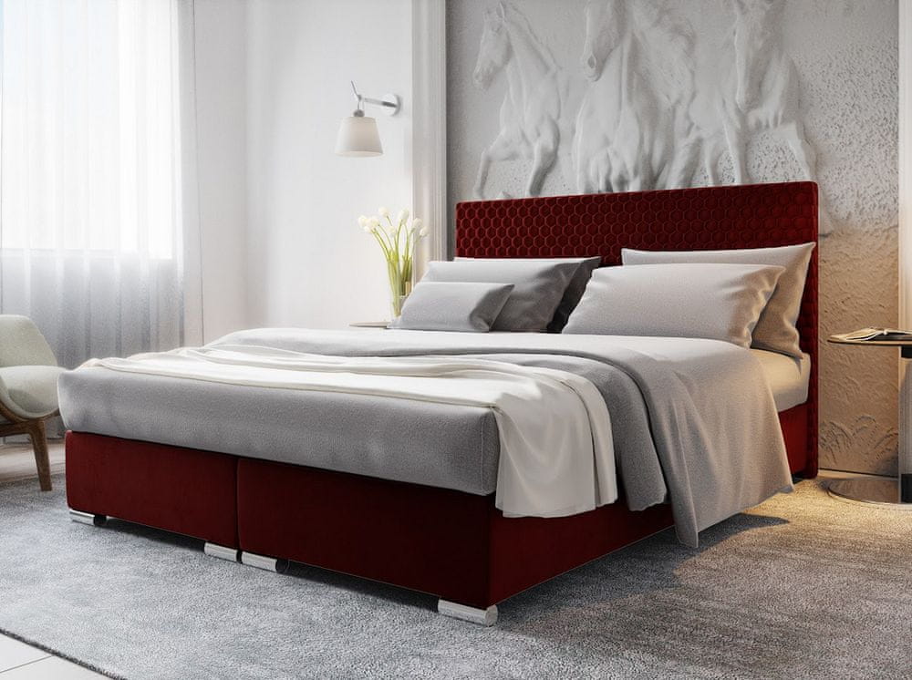 Veneti Manželská čalúnená posteľ HENIO COMFORT - 140x200, červená