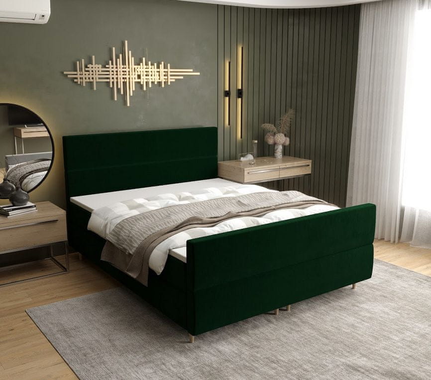 Veneti Boxspringová posteľ ANGELES PLUS COMFORT - 120x200, tmavo zelená