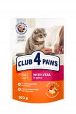 Club4Paws Premium CLUB 4 PAWS PREMIUM MOKRÉ KRMIVO PRE DOSPELÉ MAČKY - TEĽACIE V OMÁČKE 24x100 G + DARČEK!