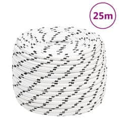 Vidaxl Pletené lodné lano biele 12 mm x 25 m polyester