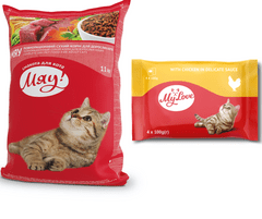 My Love MIAU 11 kg pre dospelé mačky s teľacím mäsom + 1x set My love s kuracim mäsom 400g