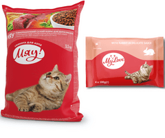 My Love MIAU Granule pre mačky s kuracim masom 11 kg + 1x set My love s kralikom 400g