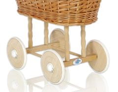 Vozík pre bábiky - Mojžišov kôš pre bábiky so strieškou - sivý