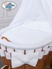 Mojžišov kôš s baldachýnom Bianca prírodné + biele posteľné prádlo