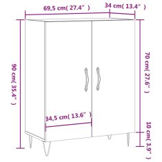 Petromila vidaXL Komoda dymový dub 69,5x34x90 cm kompozitné drevo