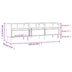 Vidaxl TV skrinka dymový dub 150x30x44,5 cm kompozitné drevo