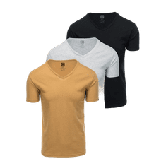 OMBRE Súprava bavlnených tričiek V-NECK 3-pack V15 Z29 mix MDN121508 XXL