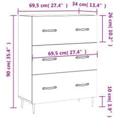 Petromila vidaXL Komoda lesklá biela 69,5x34x90 cm spracované drevo