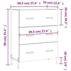 Petromila vidaXL Komoda biela 69,5x34x90 cm kompozitné drevo