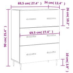 Petromila vidaXL Komoda lesklá biela 69,5x34x90 cm spracované drevo