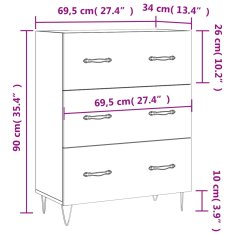 Petromila vidaXL Komoda čierna 69,5x34x90 cm kompozitné drevo