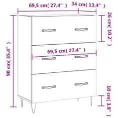 Vidaxl Komoda lesklá biela 69,5x34x90 cm spracované drevo