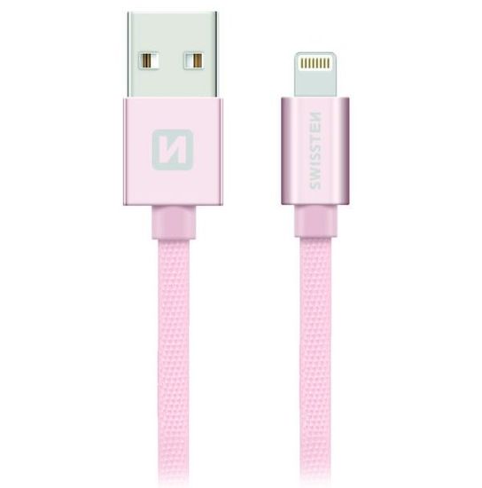 SWISSTEN Swissten Datový Kabel Textile Usb / Lightning 1,2 M Růžovo/Zlatý