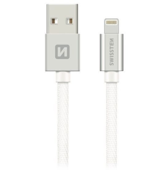 SWISSTEN Swissten Datový Kabel Textile Usb / Lightning Mfi 2,0 M Stříbrný