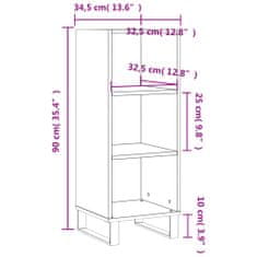 Vidaxl Komoda hnedý dub 34,5x32,5x90 cm kompozitné drevo