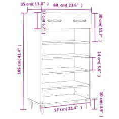 Vidaxl Botník hnedý dub 60x35x105 cm kompozitné drevo